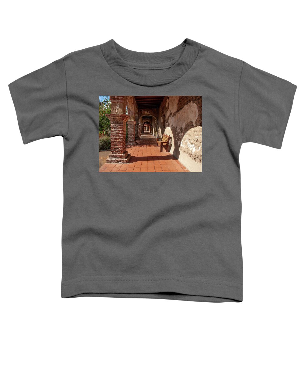 Mission San Juan Capistrano Toddler T-Shirt featuring the photograph I See the Light - Mission San Juan Capistrano, California by Denise Strahm