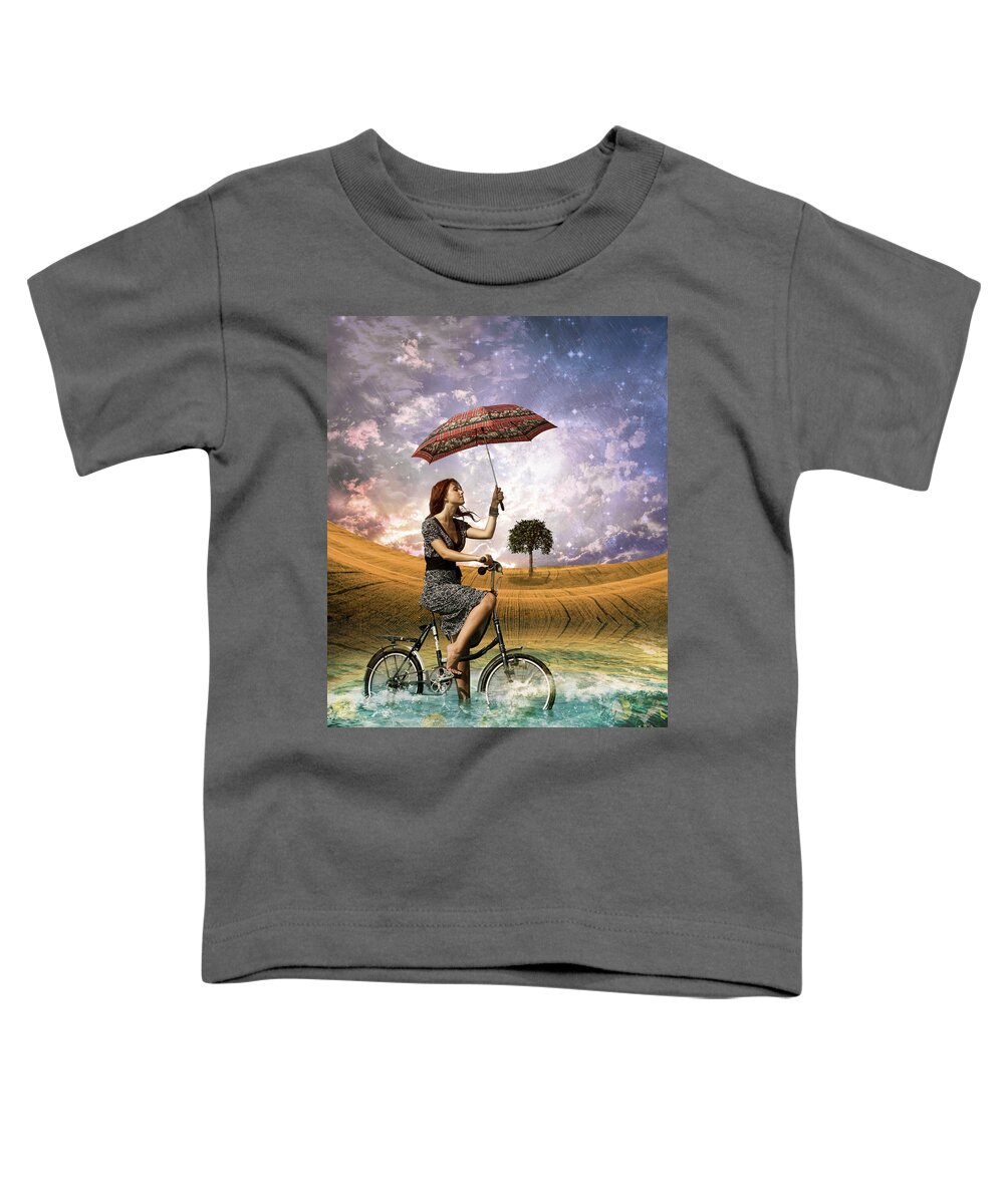 Girl Toddler T-Shirt featuring the digital art I Want to Ride My Bicycle by Claudia McKinney