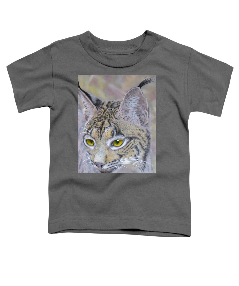 Lynx Toddler T-Shirt featuring the mixed media Iberian Lynx, mixed media. by Tony Mills