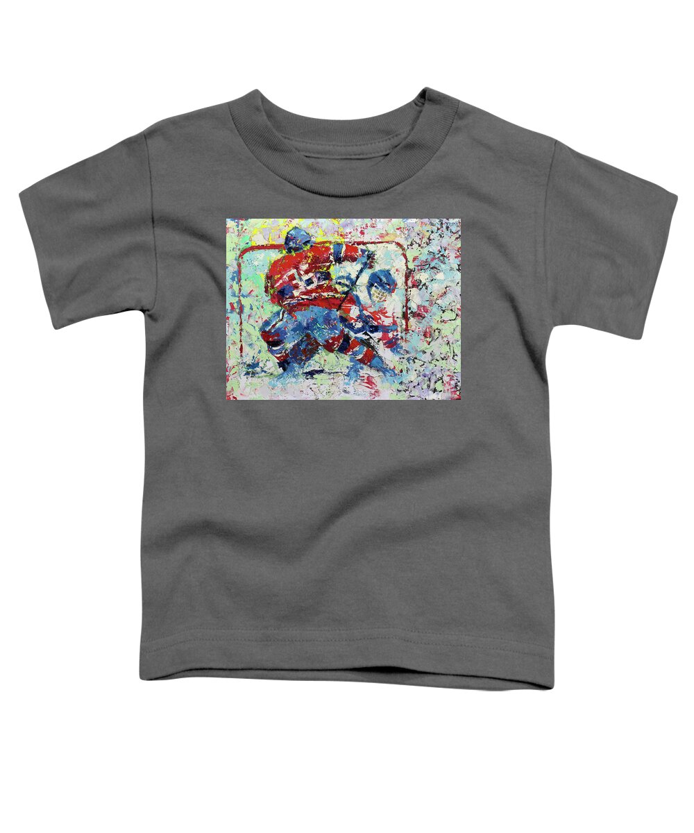 Ice Hockey Toddler T-Shirt featuring the painting ICE HOCKEY No1 by Walter Fahmy