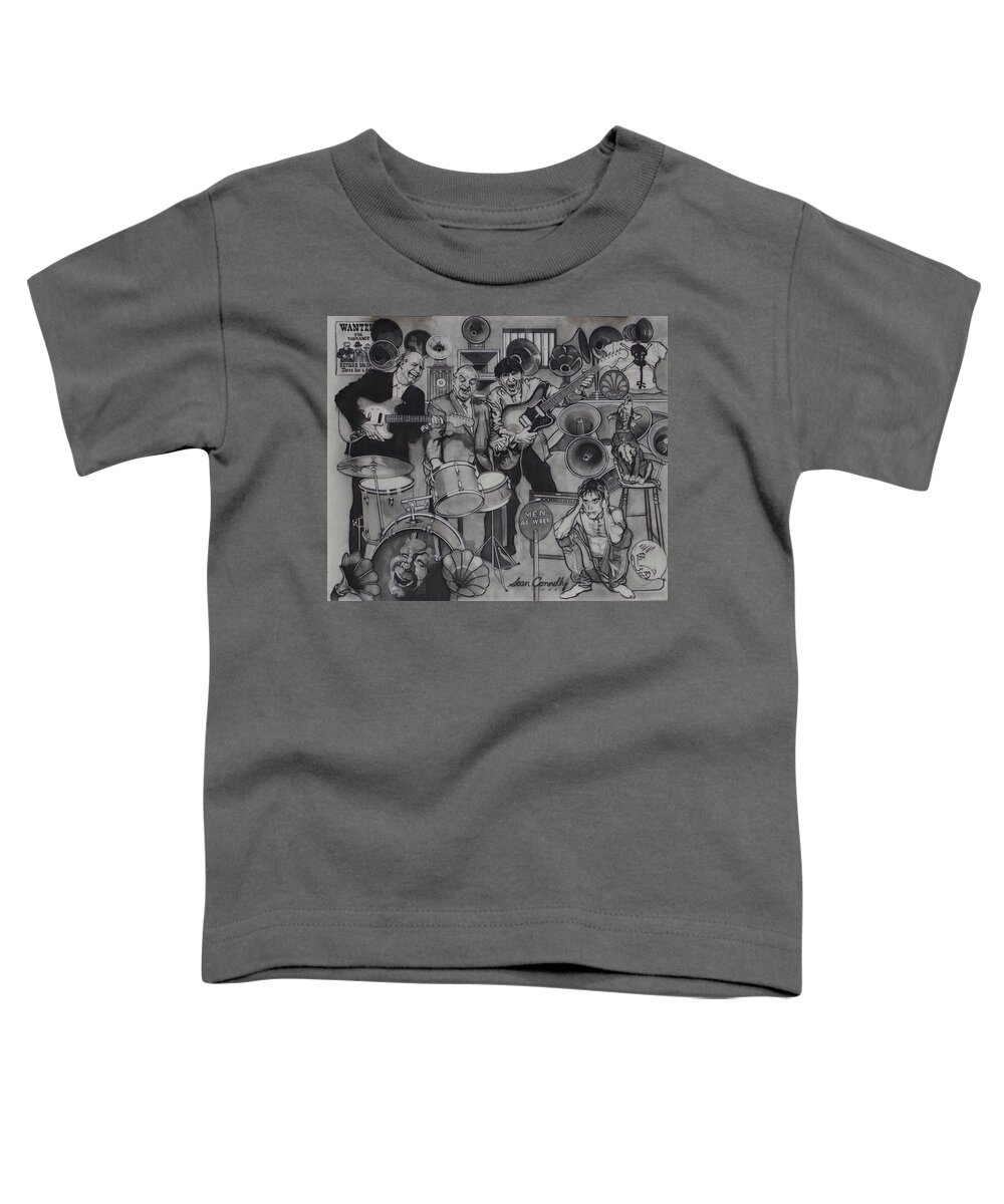 Charcoal Pencil Toddler T-Shirt featuring the drawing Iggy And The Stooges by Sean Connolly
