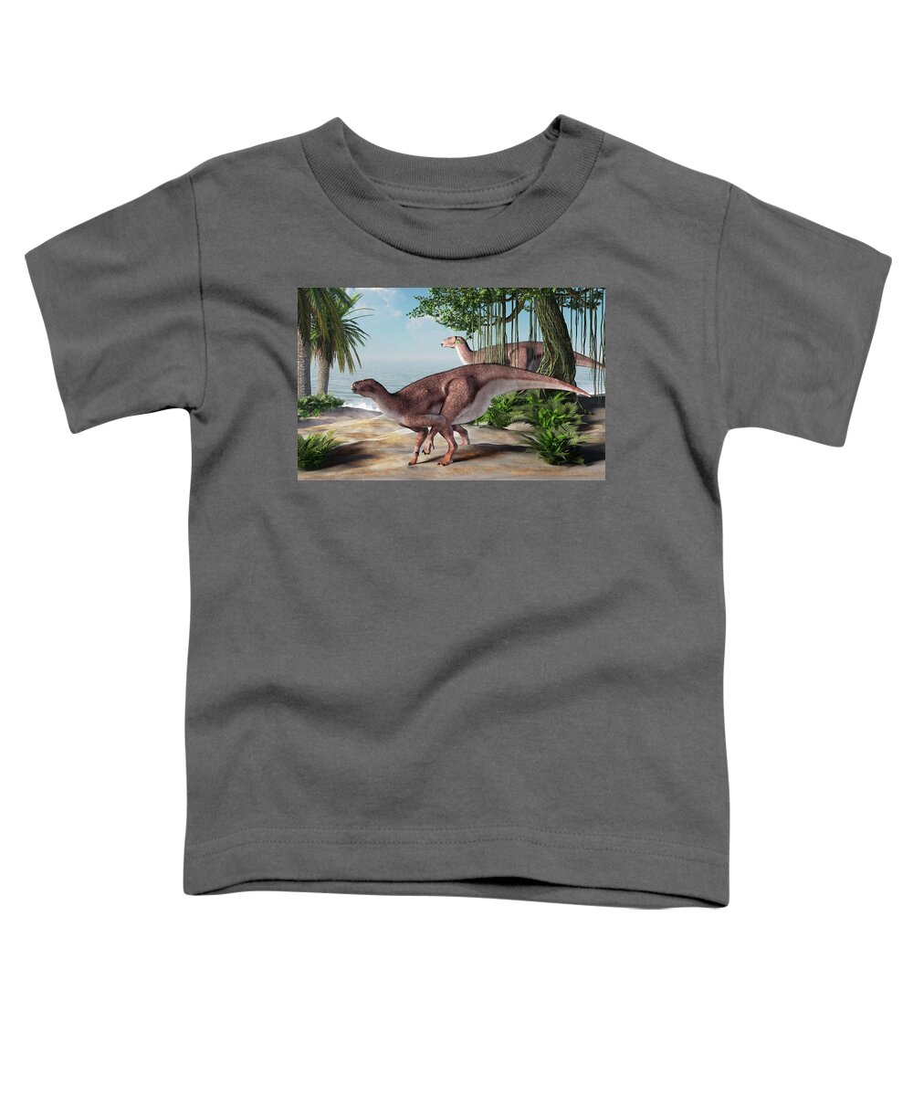 Iguanodon Toddler T-Shirt featuring the digital art Iguanodons by Daniel Eskridge