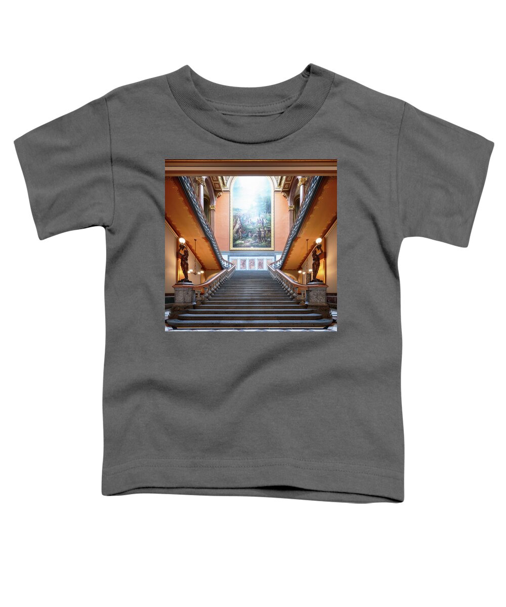 Illinois State Capitol Toddler T-Shirt featuring the photograph Illinois State Capitol - Grand Staircase by Susan Rissi Tregoning