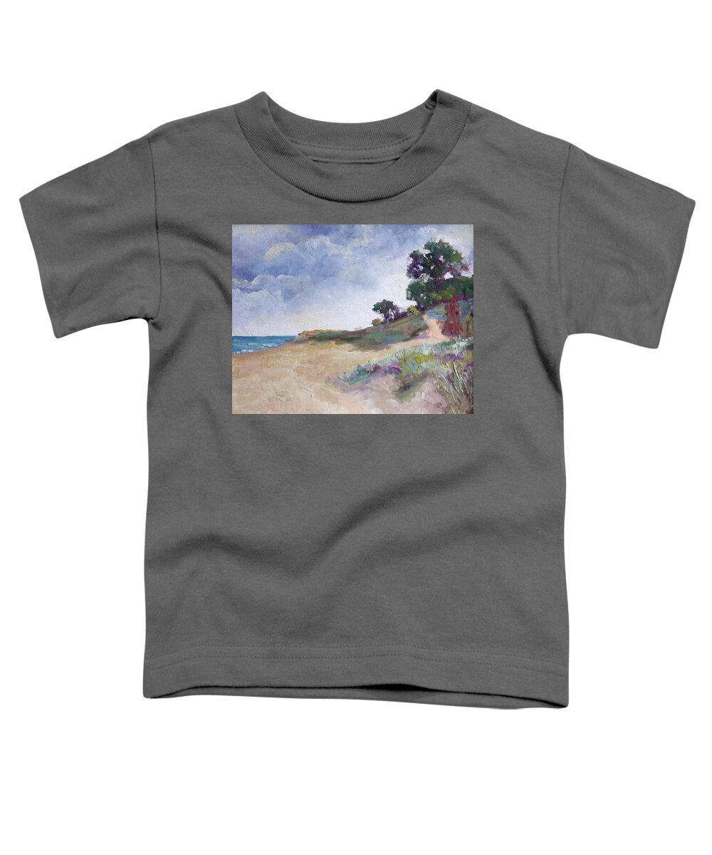 Indiana Toddler T-Shirt featuring the painting Indiana Dunes by Nora Sallows