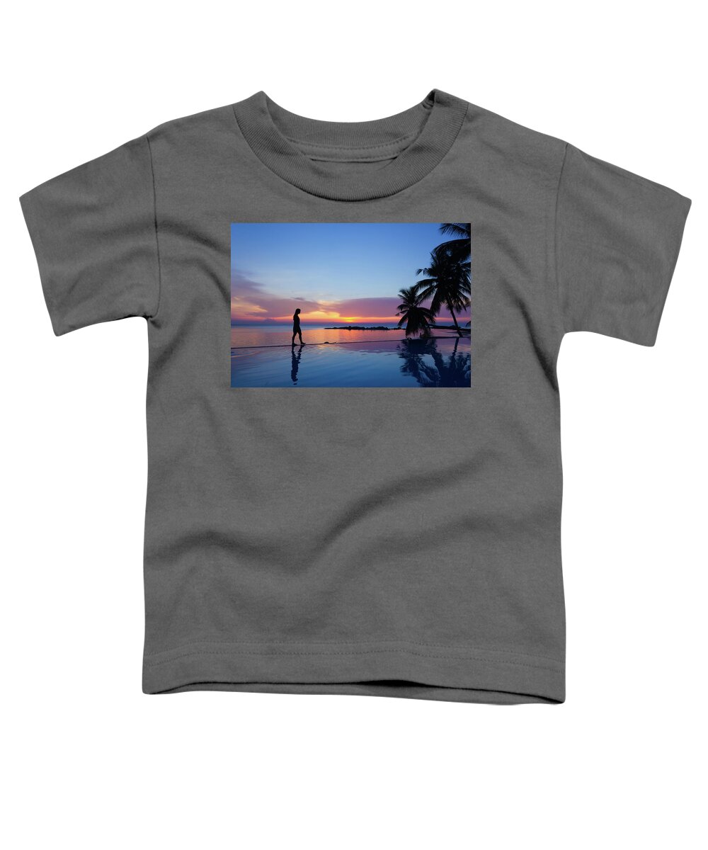 Beauty Toddler T-Shirt featuring the photograph Infinity Sunset Walk by Josu Ozkaritz
