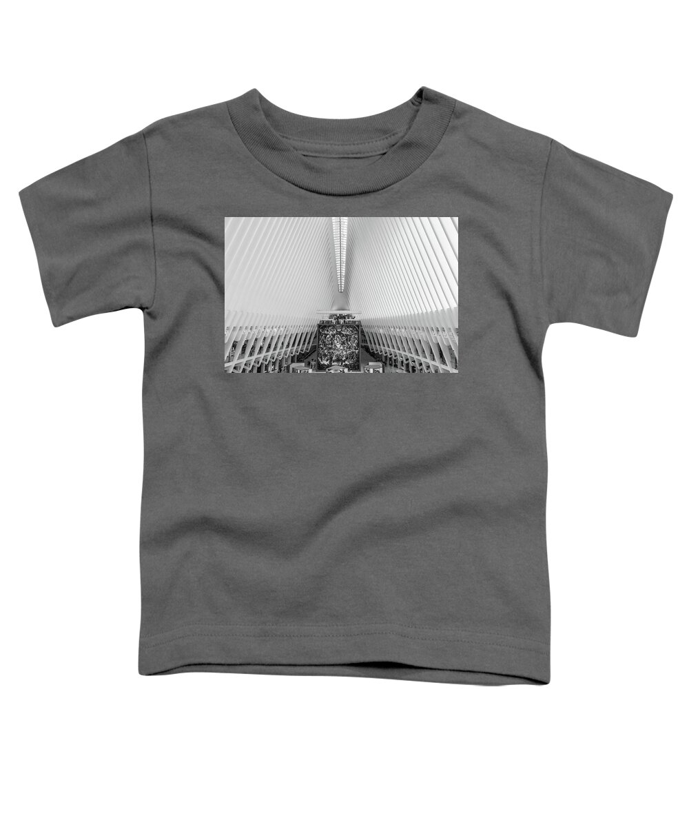 World Trade Center Toddler T-Shirt featuring the photograph Inside Oculus in Black and White by Elvira Peretsman
