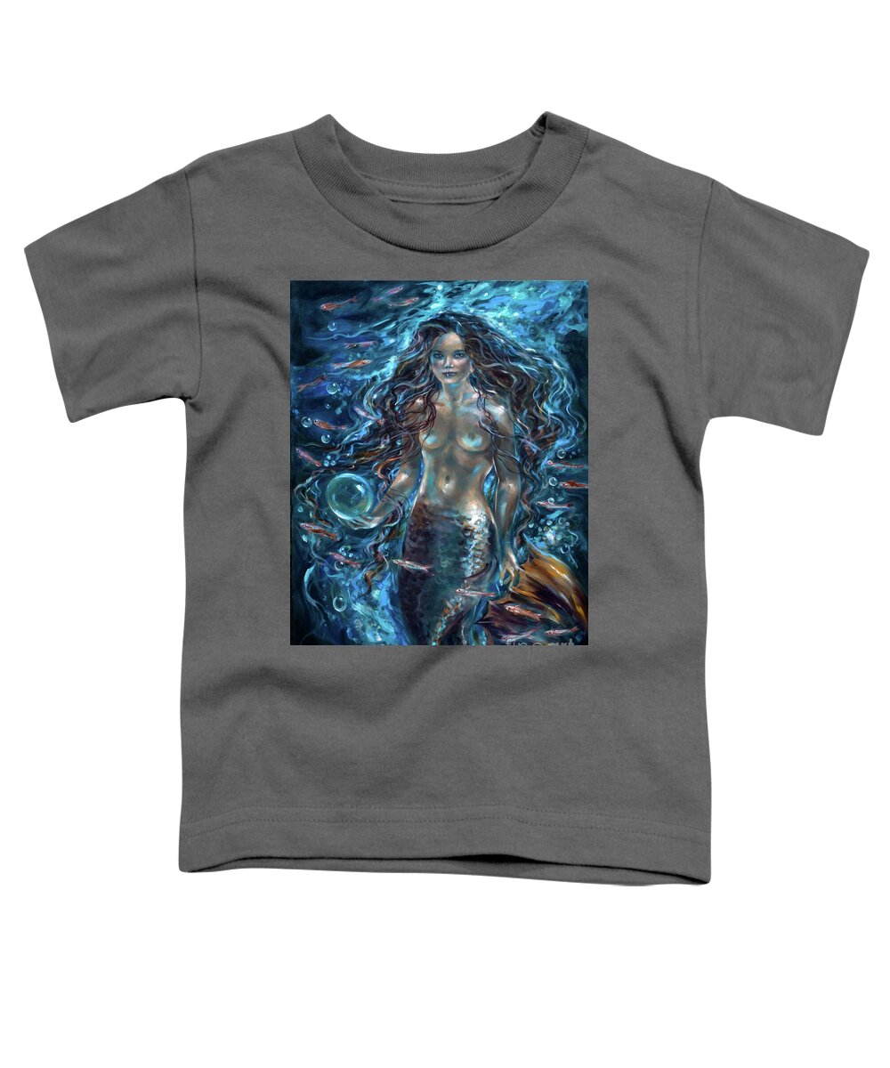Ocean Toddler T-Shirt featuring the painting Into the Depths by Linda Olsen