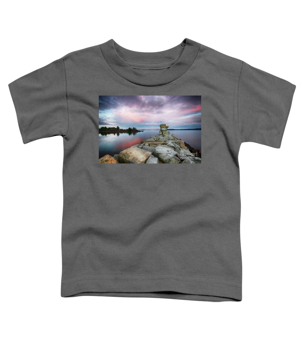 Inukshuk Toddler T-Shirt featuring the photograph Inukshuk Sunset Union Bay by Bob Christopher