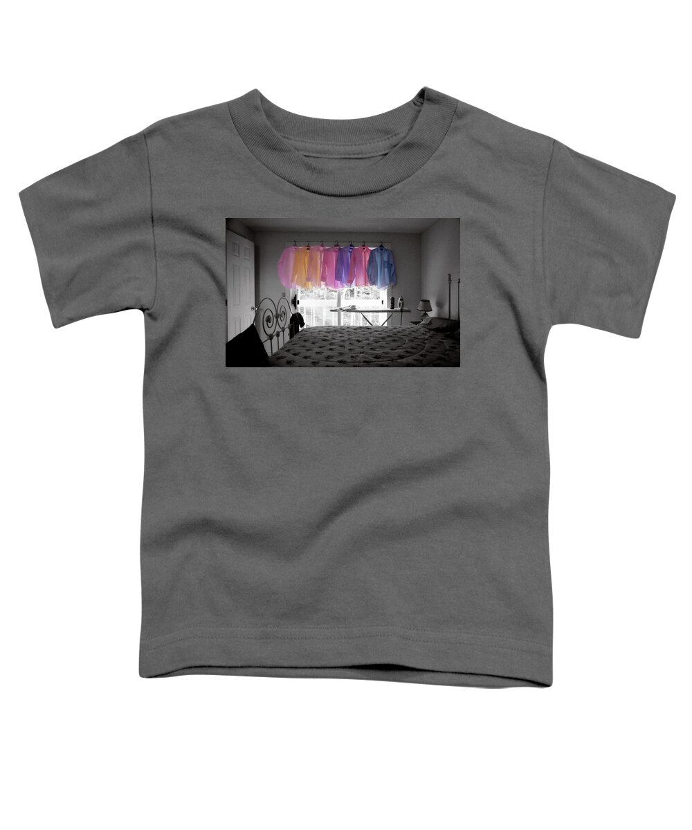 Shirts Toddler T-Shirt featuring the photograph Ironing Adds Color to a Room by Wayne King