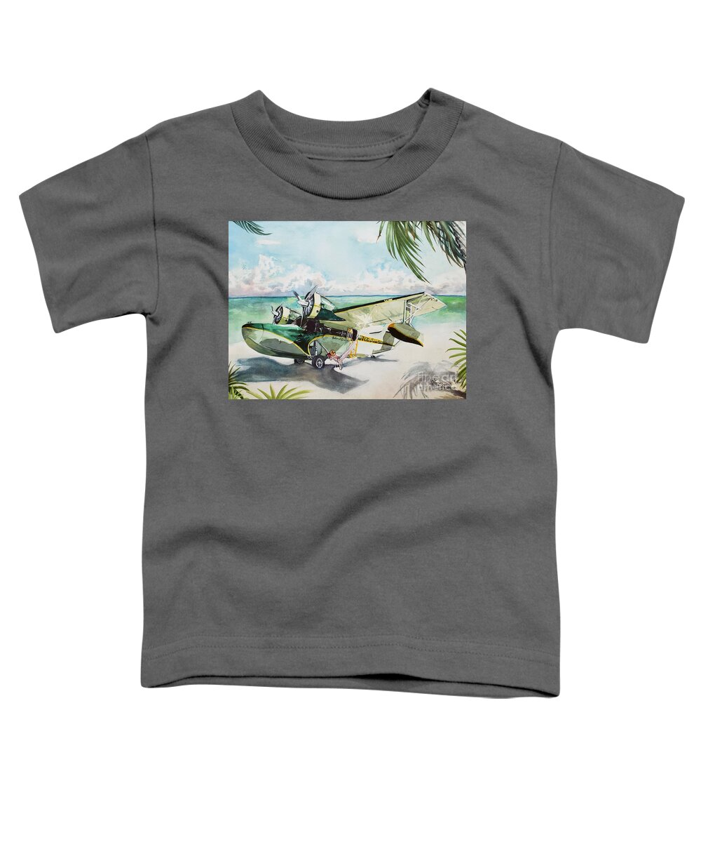 Aviation Toddler T-Shirt featuring the painting Island Queen by Merana Cadorette