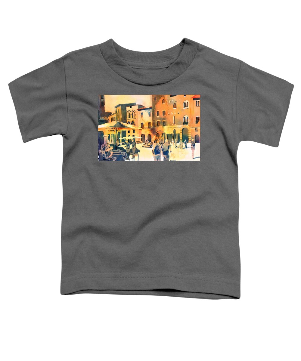 Italy Toddler T-Shirt featuring the painting Italian Piazza by Liana Yarckin