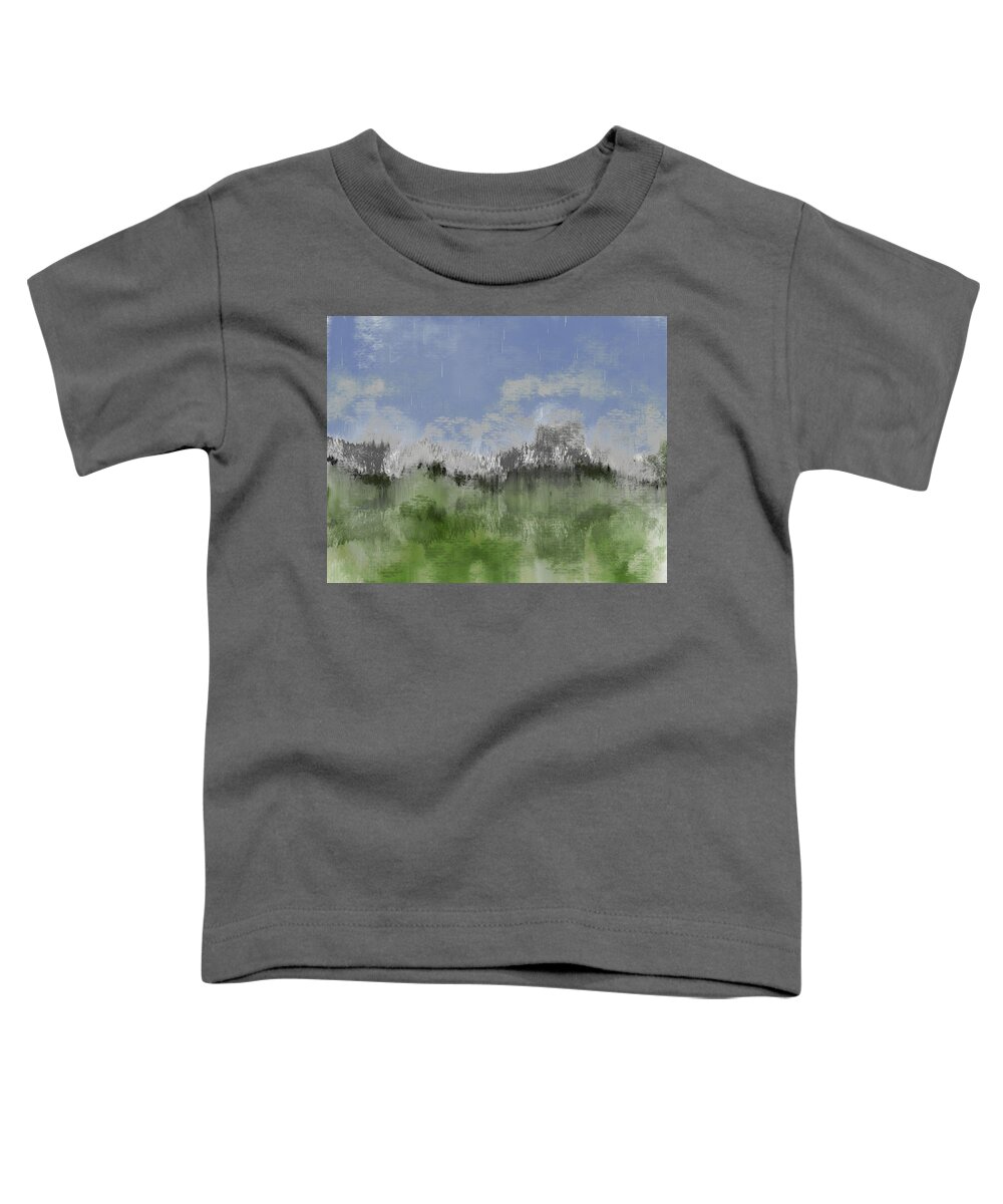 Central Park Toddler T-Shirt featuring the digital art It's Raining in Central Park by Alison Frank