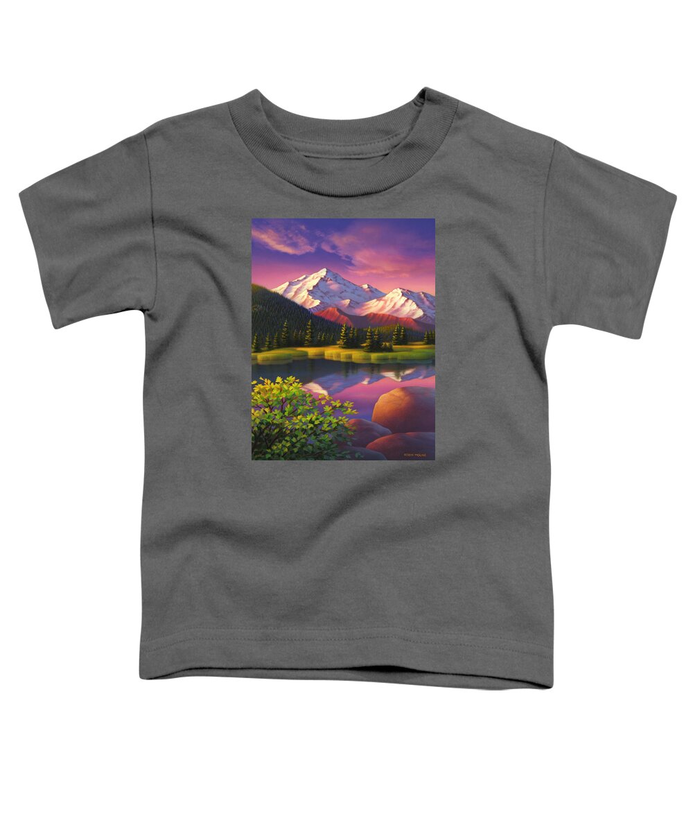 Mountain Scene Toddler T-Shirt featuring the painting Ivory Mountain by Robin Moline
