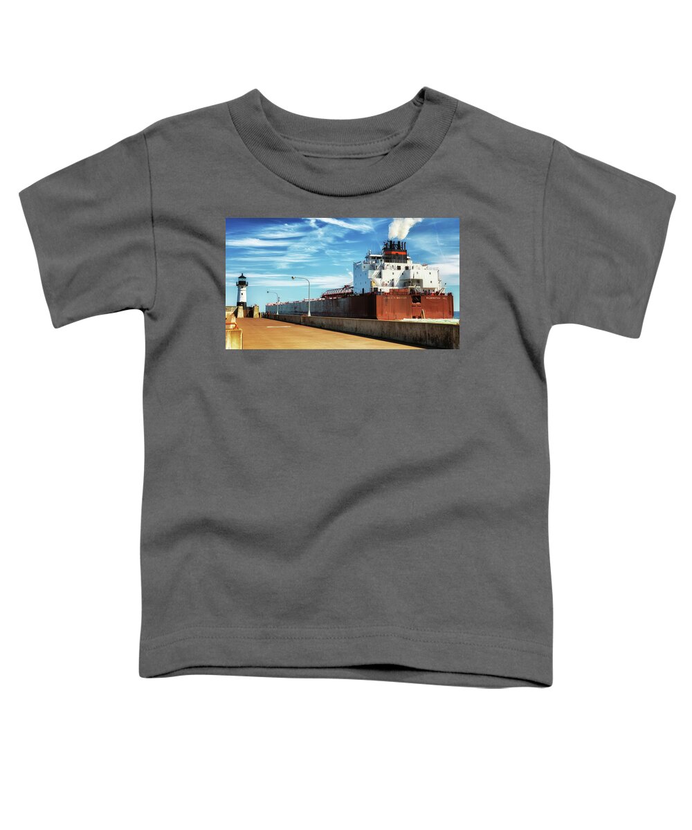 James R Barker Toddler T-Shirt featuring the photograph James R Barker Heading Out of Duluth by Susan Rissi Tregoning