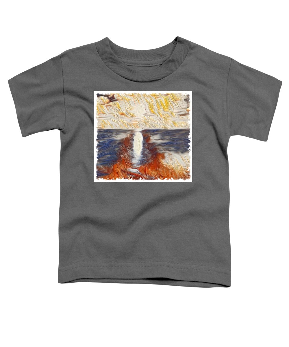  Toddler T-Shirt featuring the mixed media Japanese Beach by Bencasso Barnesquiat
