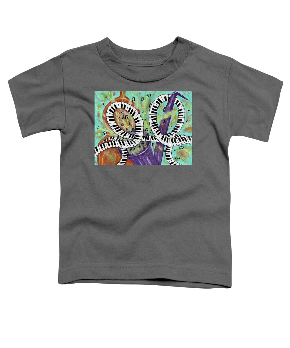Music Toddler T-Shirt featuring the painting Jazz Trio by Karen Zuk Rosenblatt