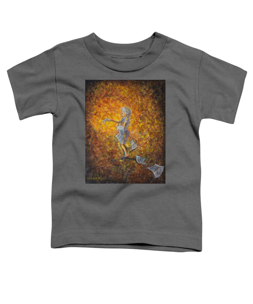 Child Toddler T-Shirt featuring the painting Jesus Loves You 02 by Nik Helbig