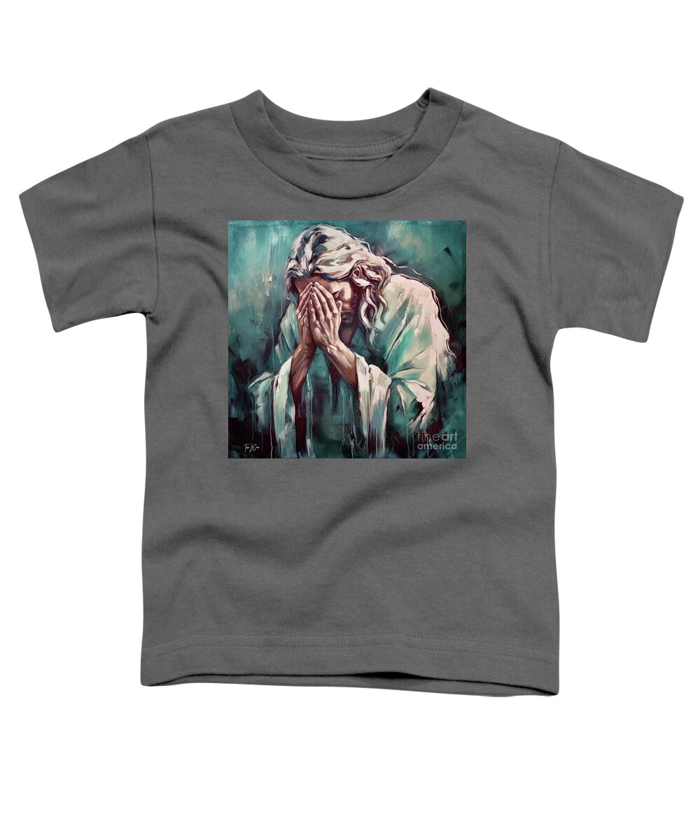 Jesus Christ Toddler T-Shirt featuring the painting Jesus Praying by Tina LeCour