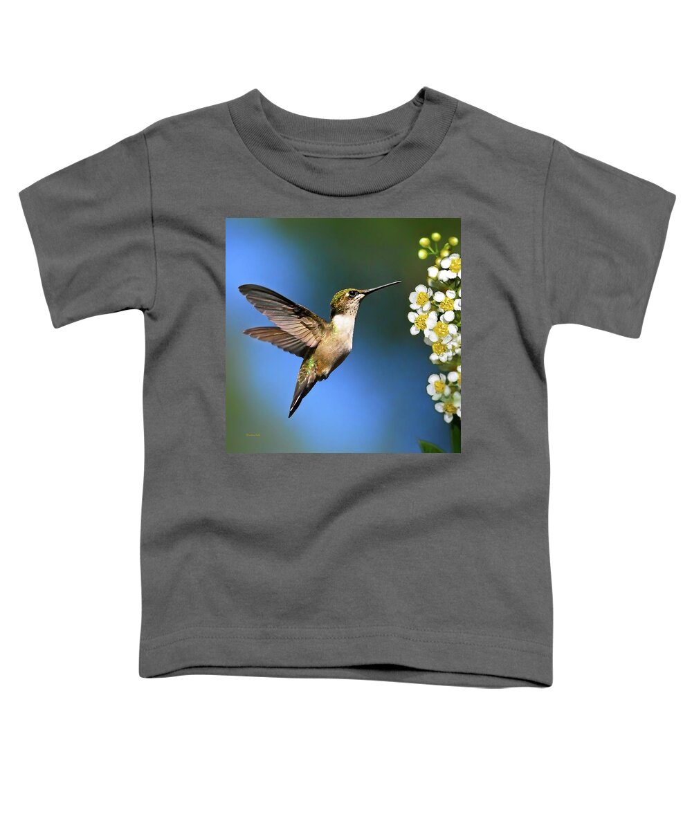 Bird Toddler T-Shirt featuring the photograph Just Looking Hummingbird Square by Christina Rollo