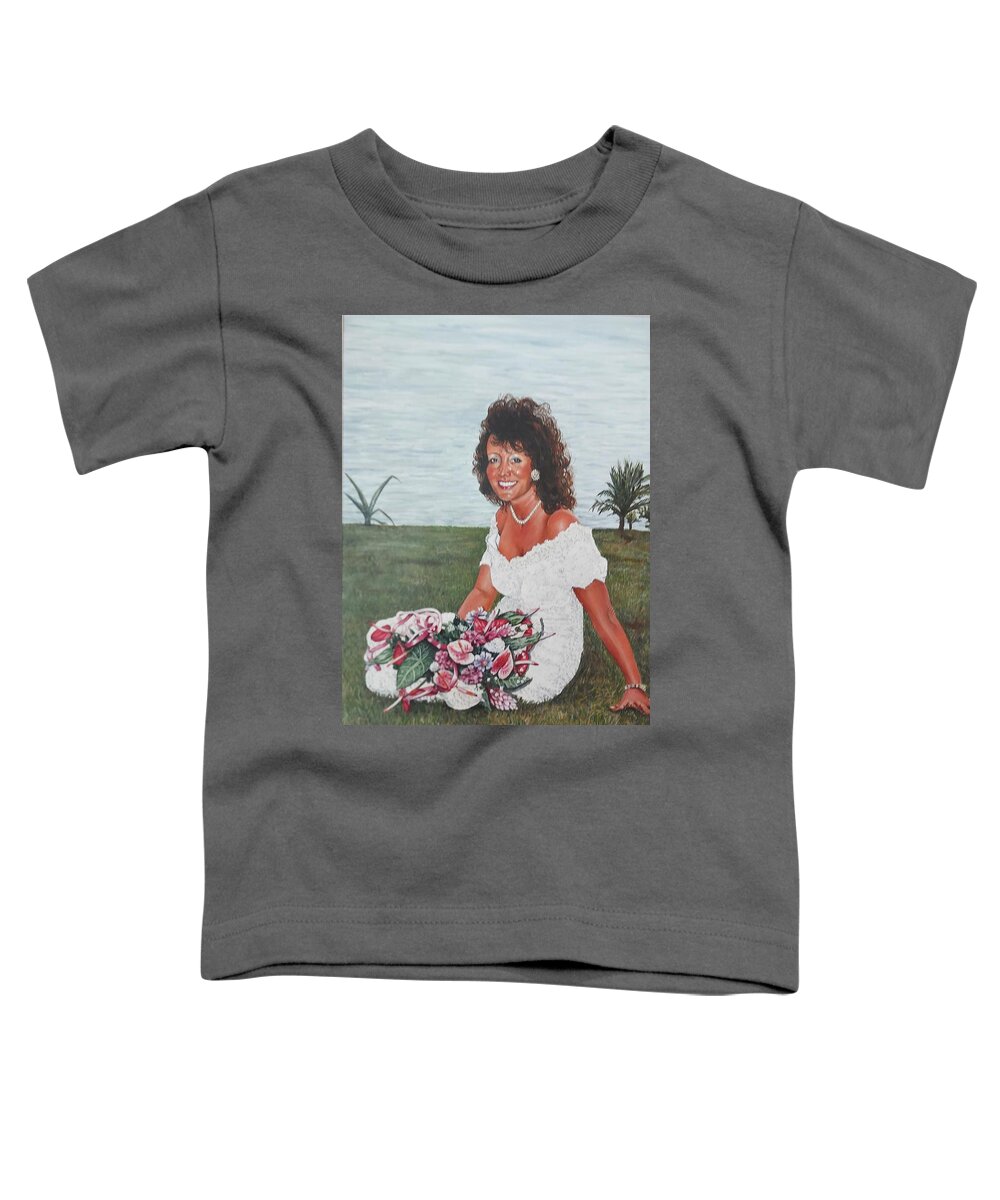 St Lucia Toddler T-Shirt featuring the painting Kay on her wedding day in St Lucia by Mackenzie Moulton