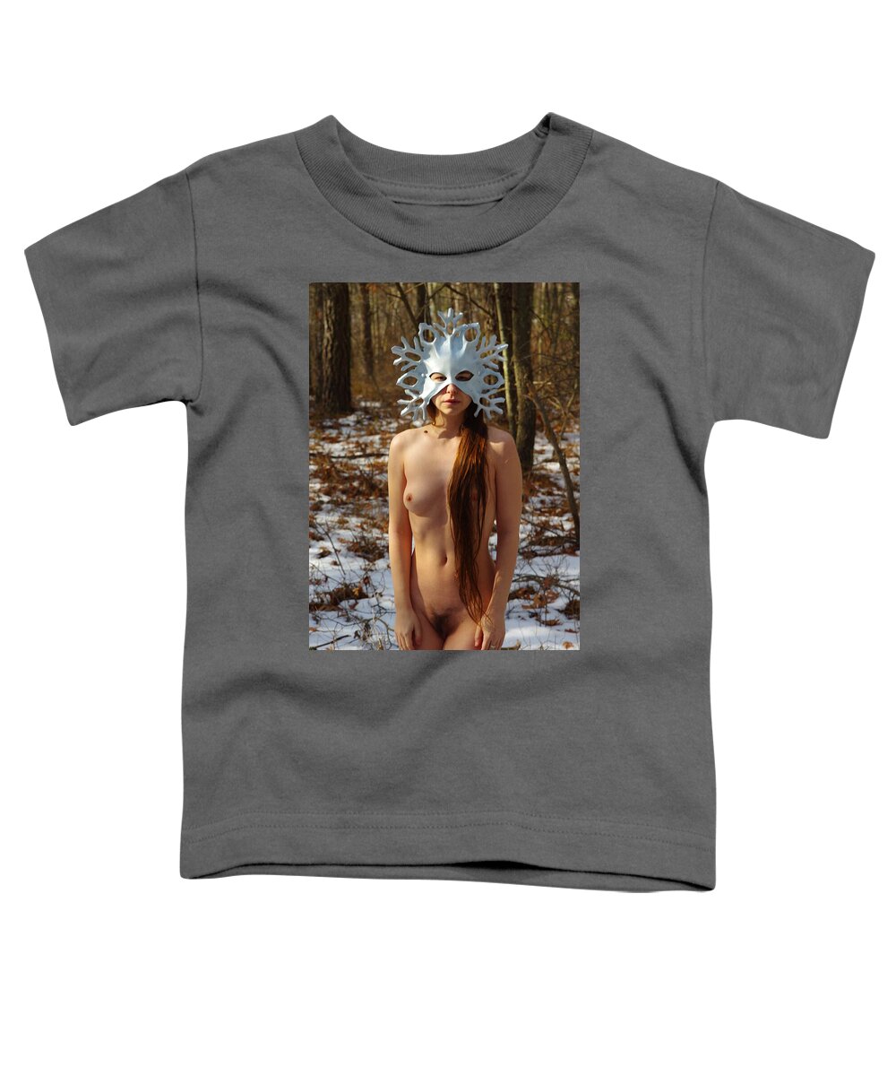 Nude Female Winter Forest Nymph Toddler T-Shirt featuring the photograph Kazo0221 by Henry Butz