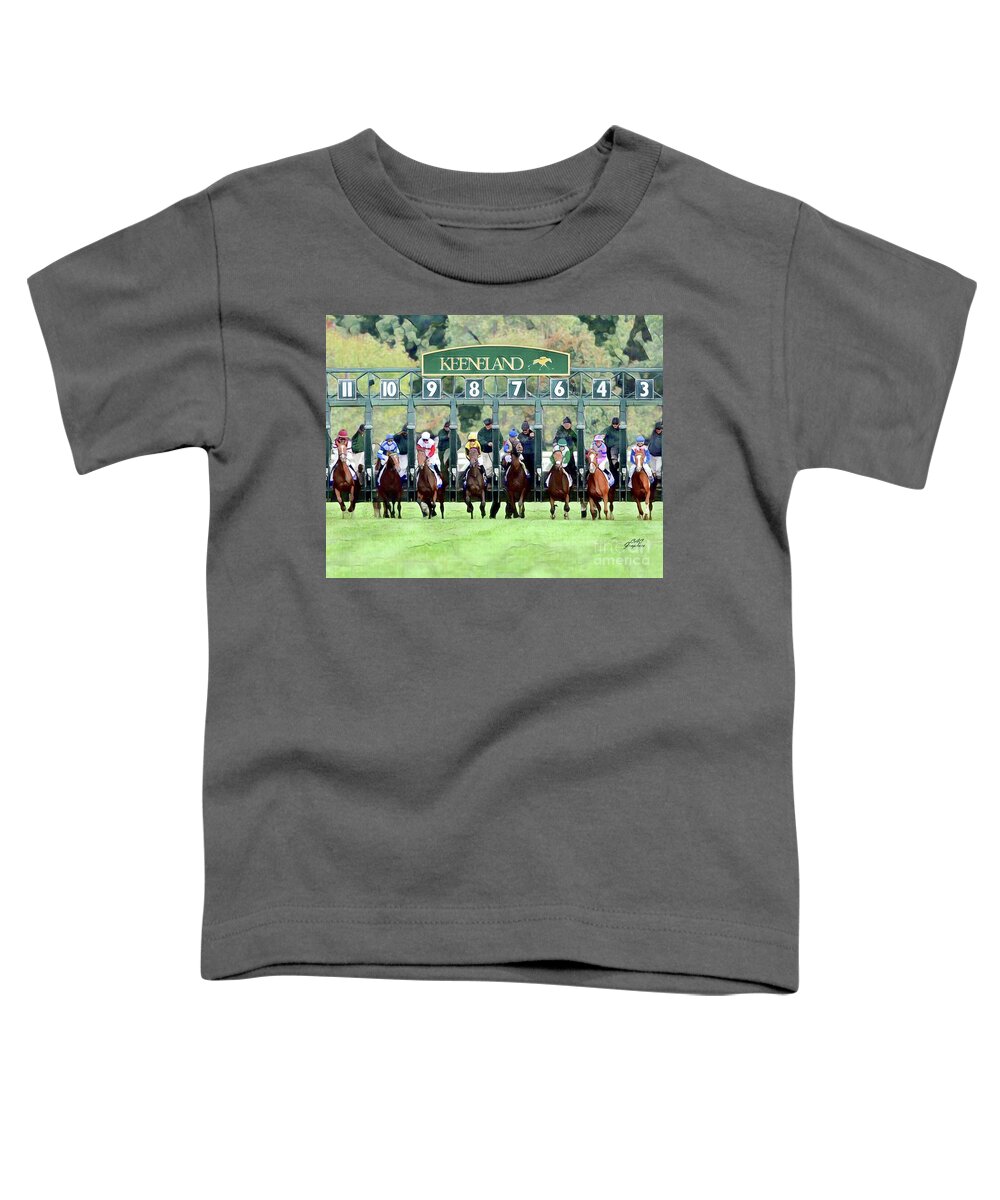 Keeneland Toddler T-Shirt featuring the digital art Keeneland Starting Gate by CAC Graphics