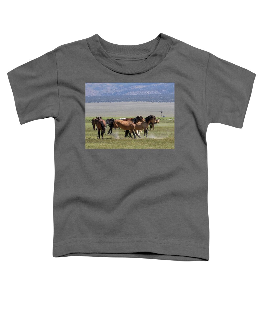 Eastern Sierra Toddler T-Shirt featuring the photograph Kicking up Dust by Windmill by Cheryl Strahl