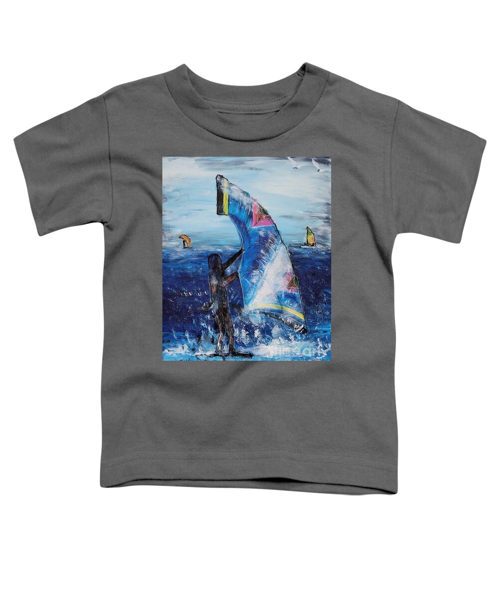  Toddler T-Shirt featuring the painting Kiteboarder Vero Beach by Mark SanSouci