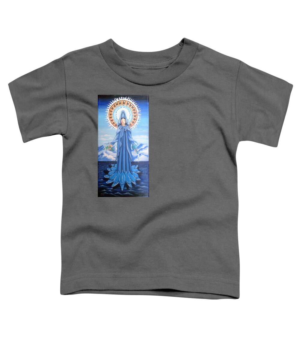 Kwan Yin Toddler T-Shirt featuring the painting Kwan Yin Goddess of Compassion and Mercy by James RODERICK