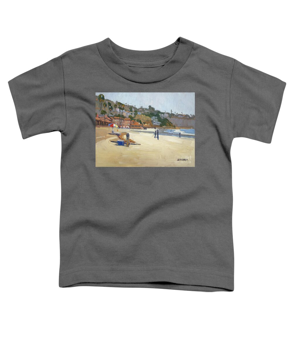 La Jolla Toddler T-Shirt featuring the painting La Jolla Shores Beach - La Jolla, San Diego, California by Paul Strahm