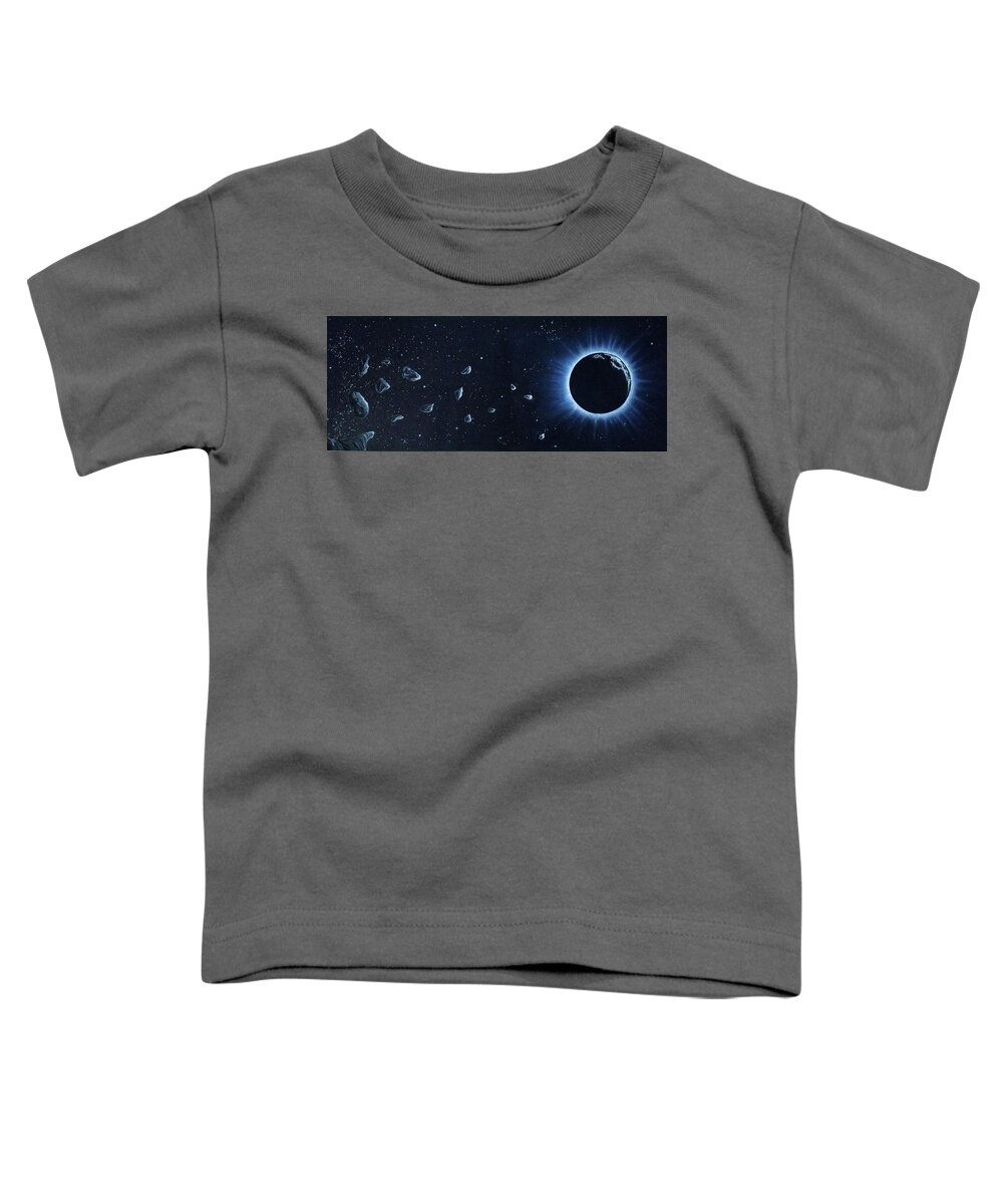 Cosmic Art Toddler T-Shirt featuring the painting La Luna by Neslihan Ergul Colley