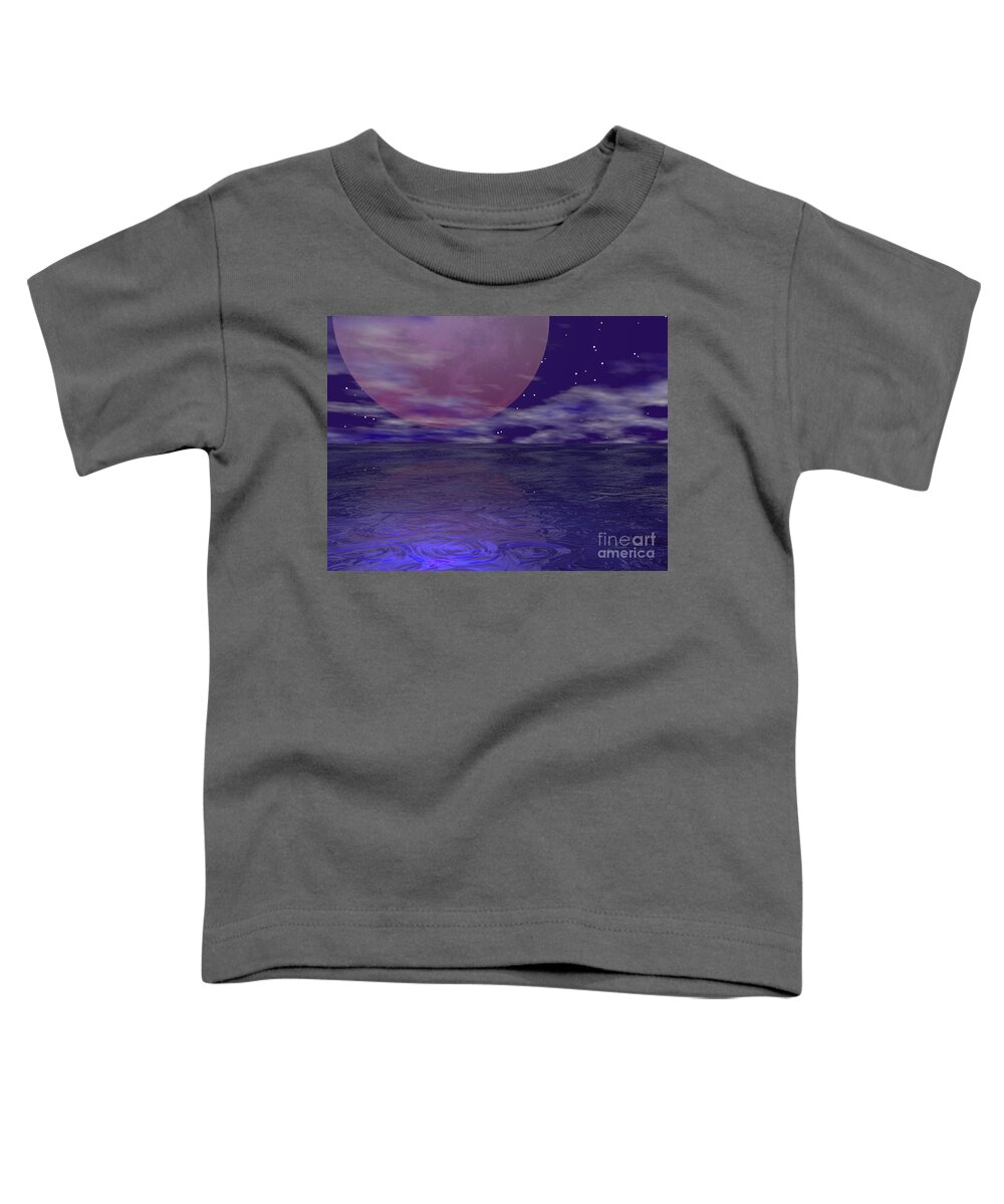 Digital Toddler T-Shirt featuring the digital art La Luna Seaside by Dorothy Lee