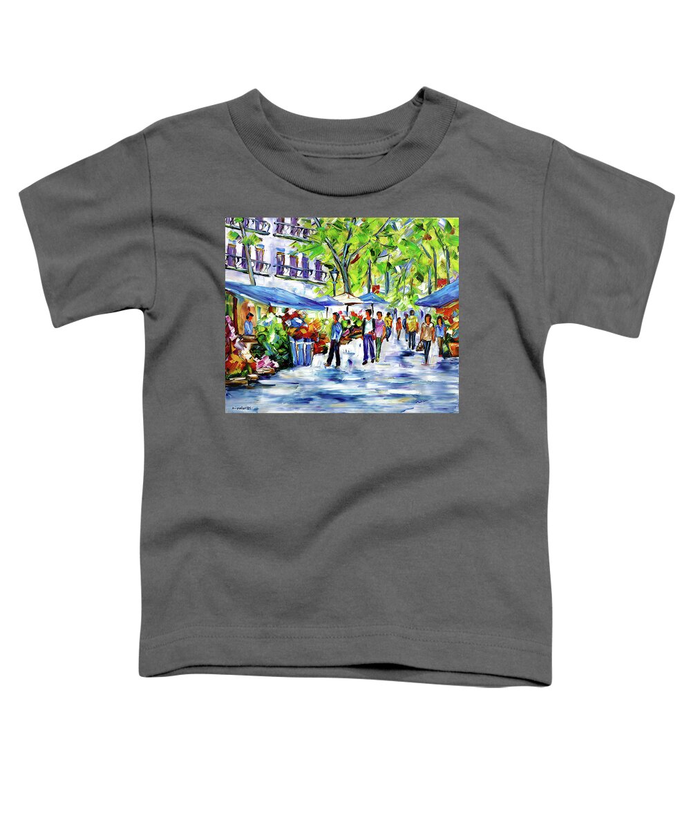 Market Street Toddler T-Shirt featuring the painting La Rambla by Mirek Kuzniar