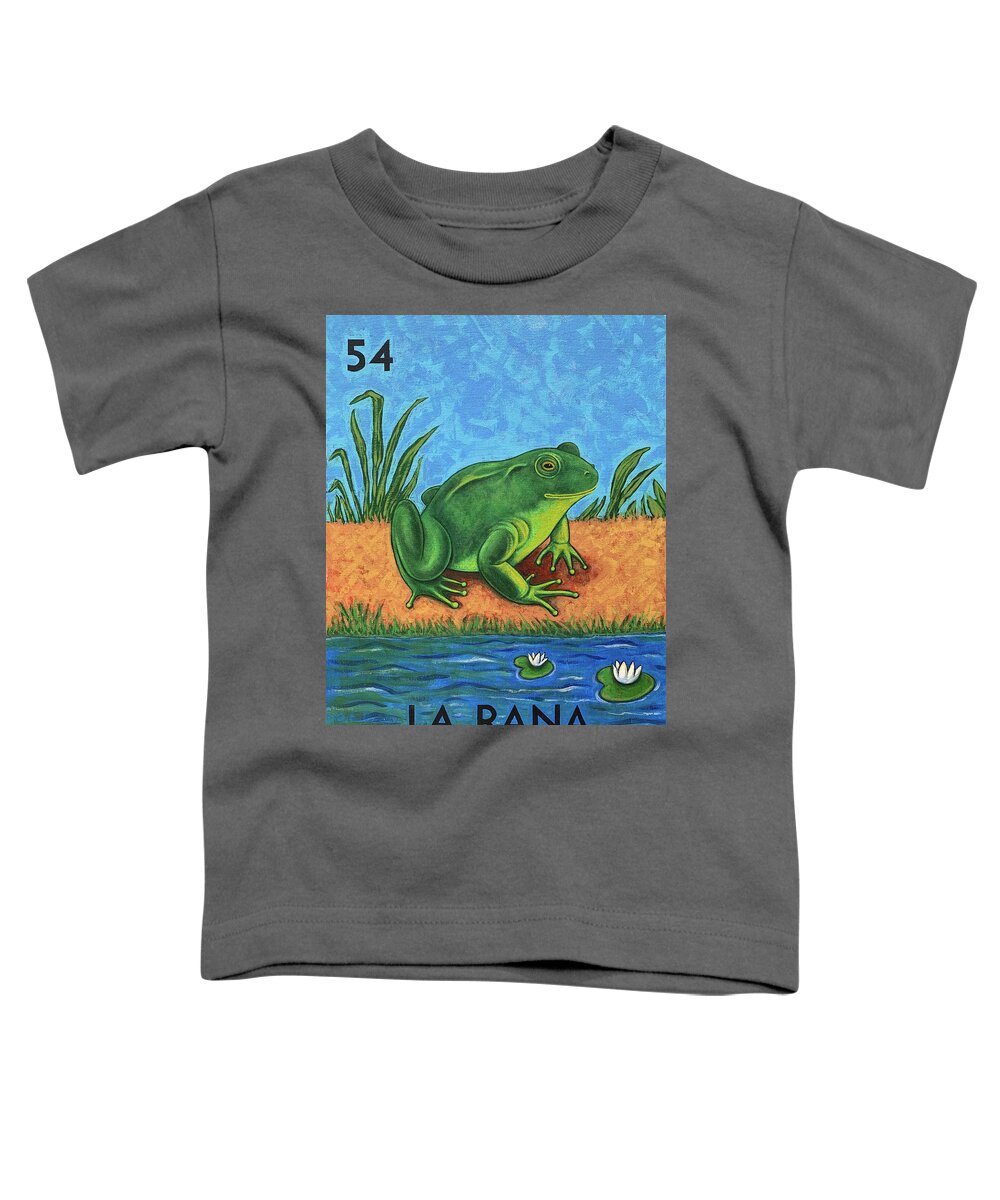 Loteria Toddler T-Shirt featuring the painting La Rana by Holly Wood