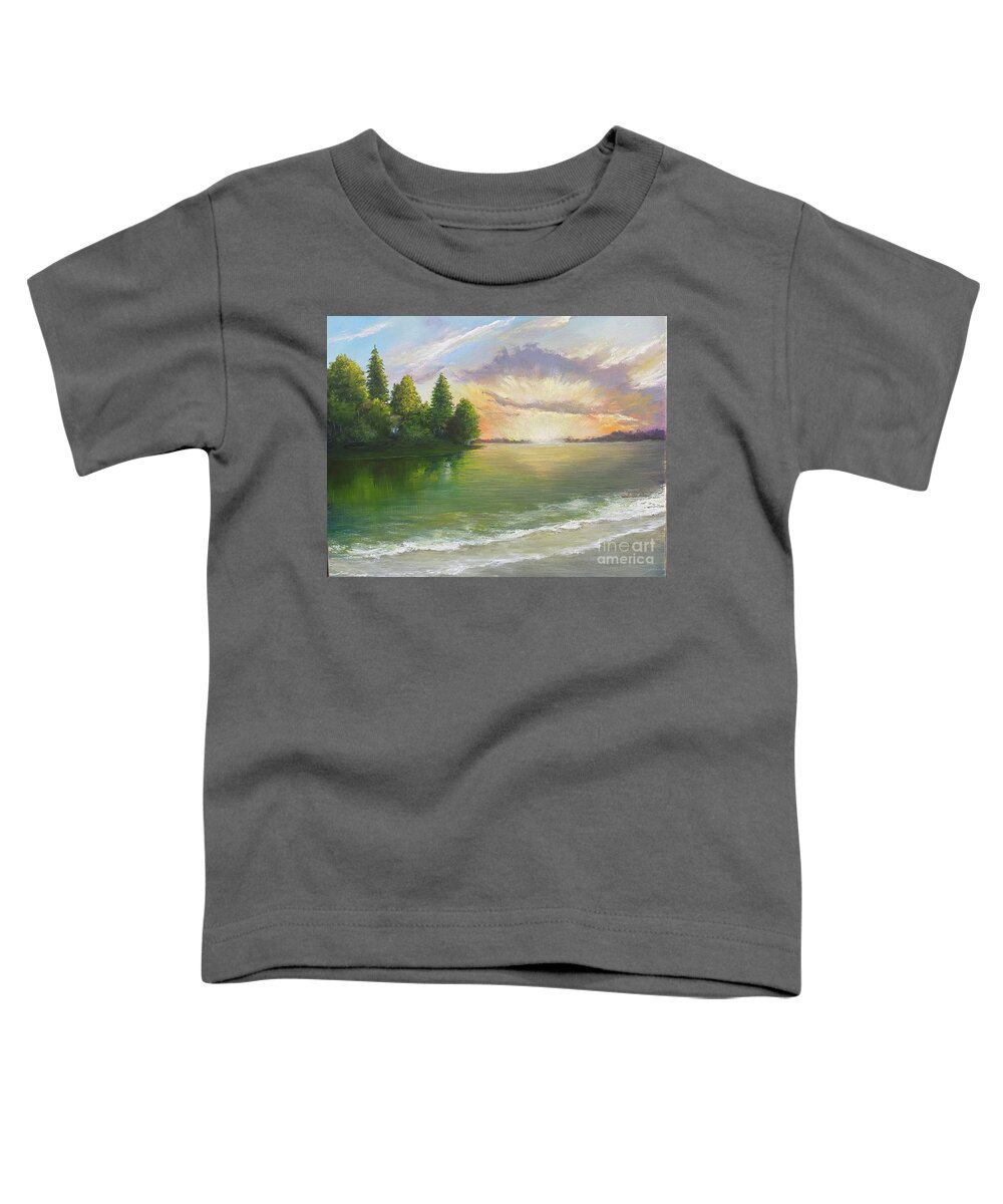 Lake Scene At Sunset In Crossville Tennessee.a Small Community In Crossville Toddler T-Shirt featuring the painting Lake Tansi by Joe Bracco