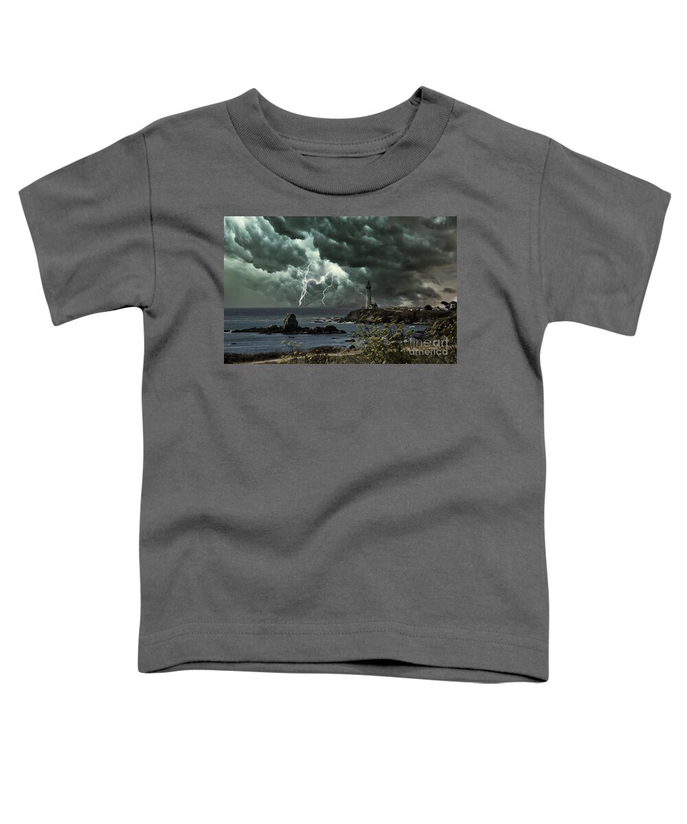 Pigeon Point Lighthouse Toddler T-Shirt featuring the photograph Landscape California Coast Lightning by Chuck Kuhn