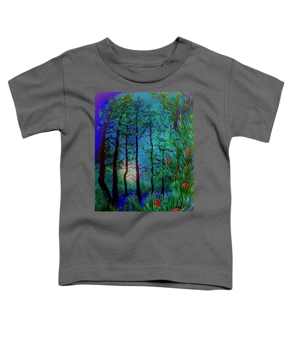 Idyllwild Toddler T-Shirt featuring the painting Las texturas de la noche. Textures of the night. Idyllwild, California. by ArtStudio Mateo