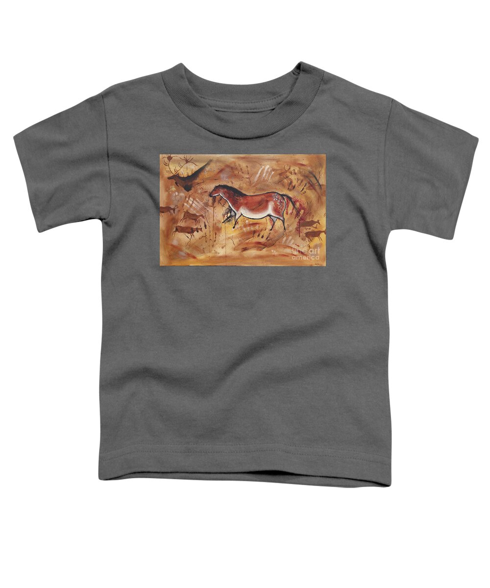 Cave Art Toddler T-Shirt featuring the painting Lascaux 1 by Lisa Mutch