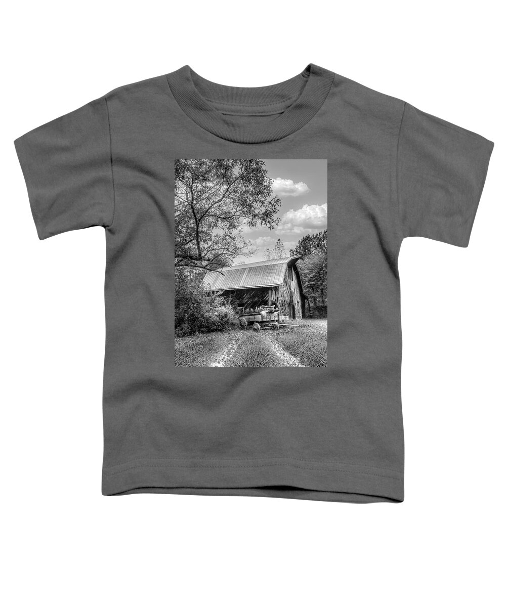 Black Toddler T-Shirt featuring the photograph Last Flowers of Autumn Black and White by Debra and Dave Vanderlaan