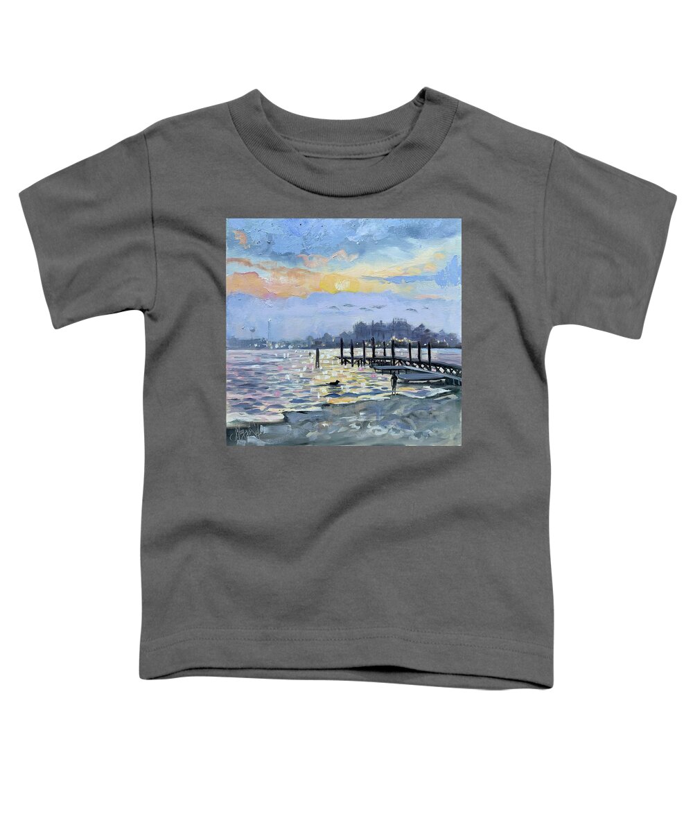 Bay Toddler T-Shirt featuring the painting Last Squadron by Maggii Sarfaty