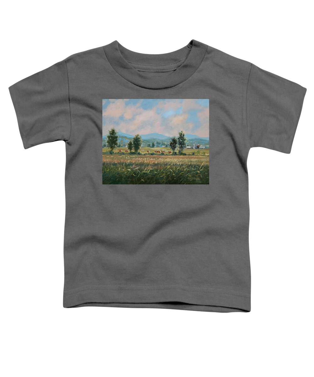 Oil Paintings Toddler T-Shirt featuring the painting Lazy Grazing by Guy Crittenden
