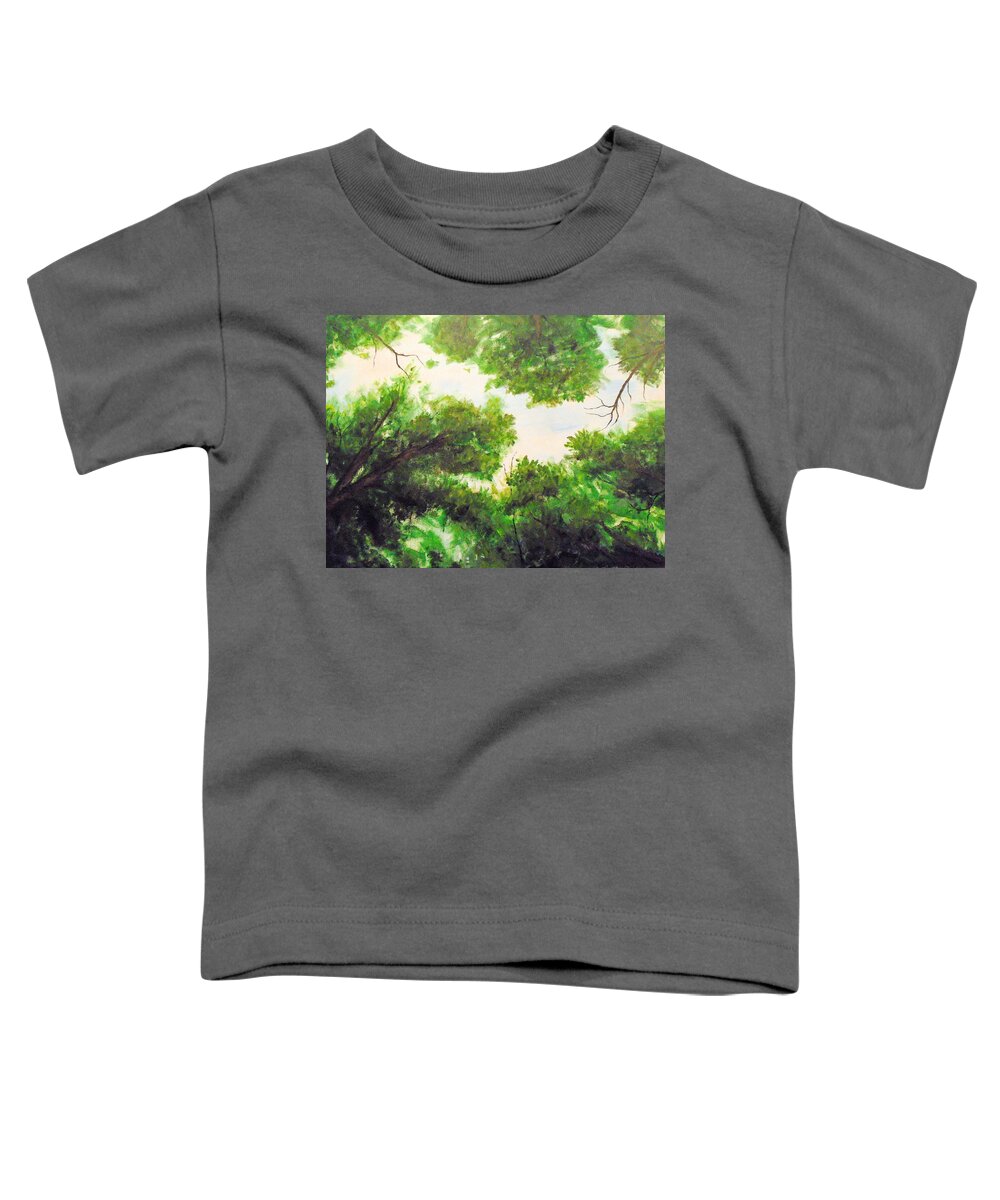 Forest Sky Toddler T-Shirt featuring the painting Leaf Lite by Jen Shearer