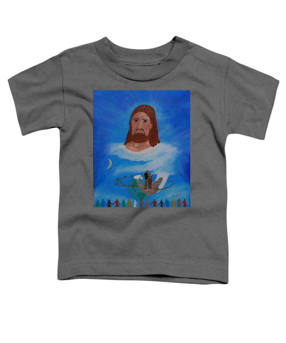 Jesus Toddler T-Shirt featuring the painting Lean into my Love by Terry Frederick