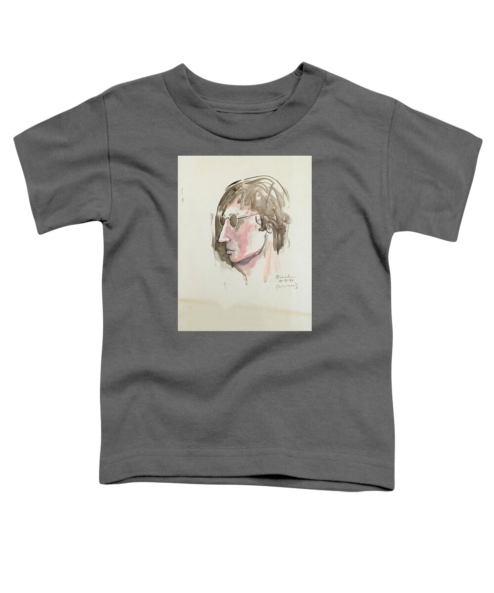 Ricardosart37 Toddler T-Shirt featuring the painting Lennon 12-8-80 by Ricardo Penalver deceased