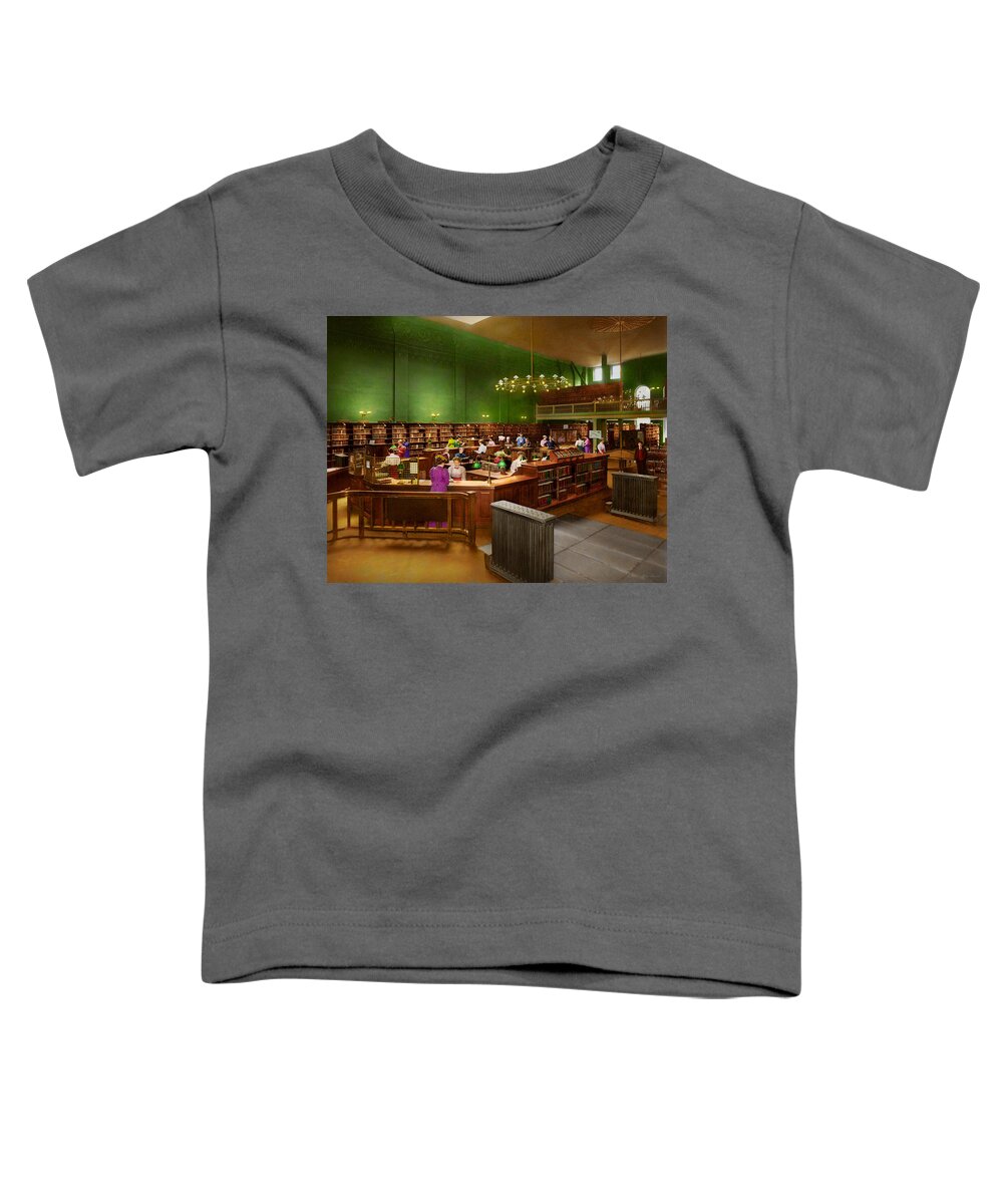 Library Toddler T-Shirt featuring the photograph Library - The romance of reading 1895 by Mike Savad