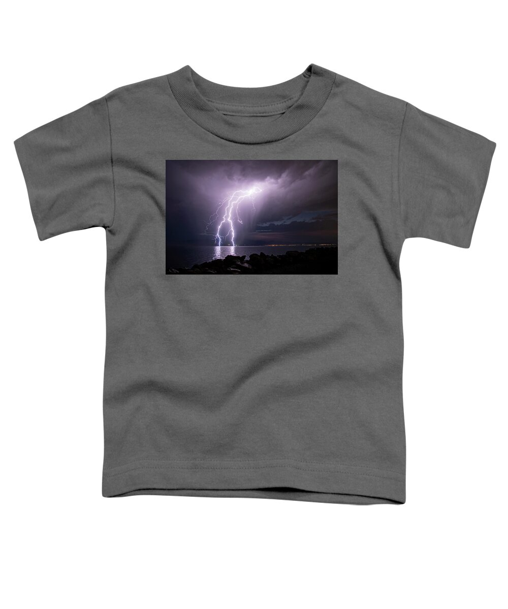 Storm Toddler T-Shirt featuring the photograph Lightning Man by Wesley Aston