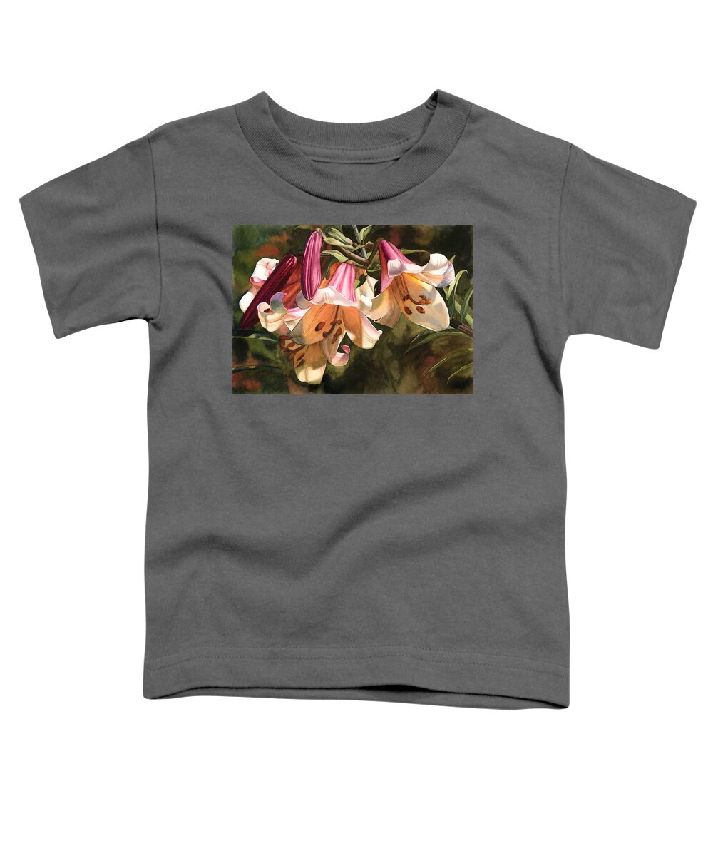 Flower Toddler T-Shirt featuring the painting Lilium Regale by Espero Art