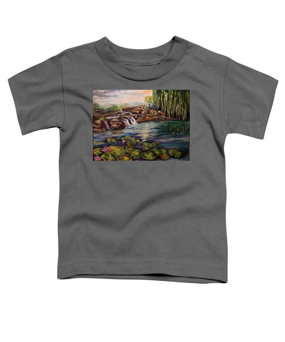 Lily Toddler T-Shirt featuring the painting Lily pad pond by Sunel De Lange
