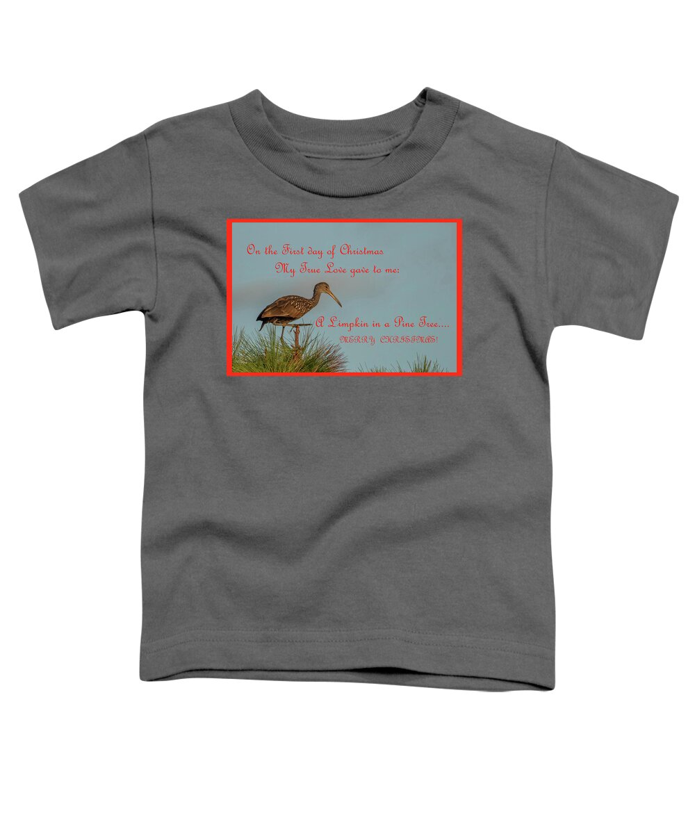 Limpkin Toddler T-Shirt featuring the photograph Limpkin in a Pine Tree by Dorothy Cunningham