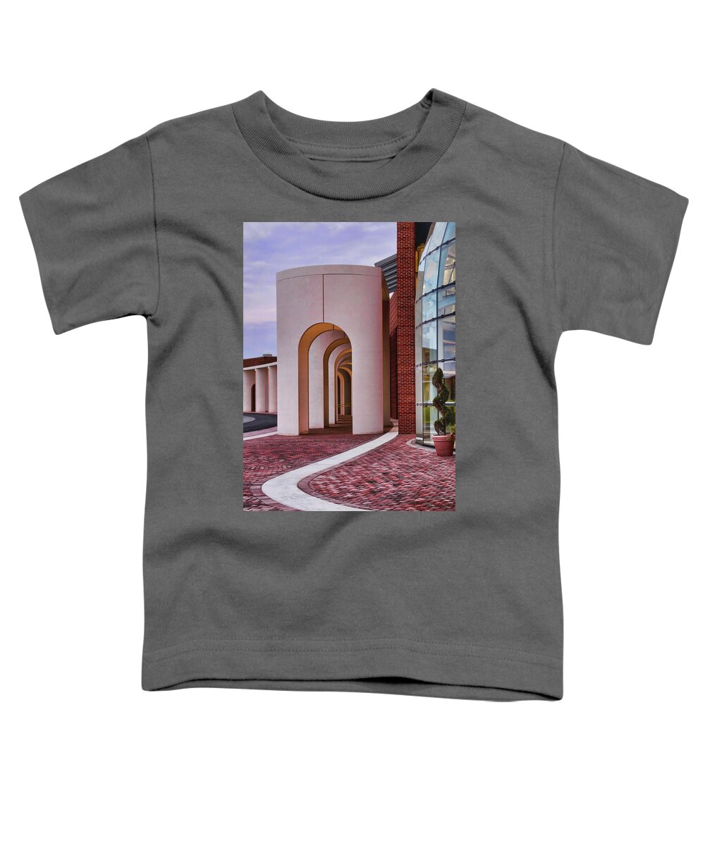 Arches Toddler T-Shirt featuring the photograph Lines and Arches at The Ferguson Center for the Arts with the Peninsula Fine Arts Center by Ola Allen